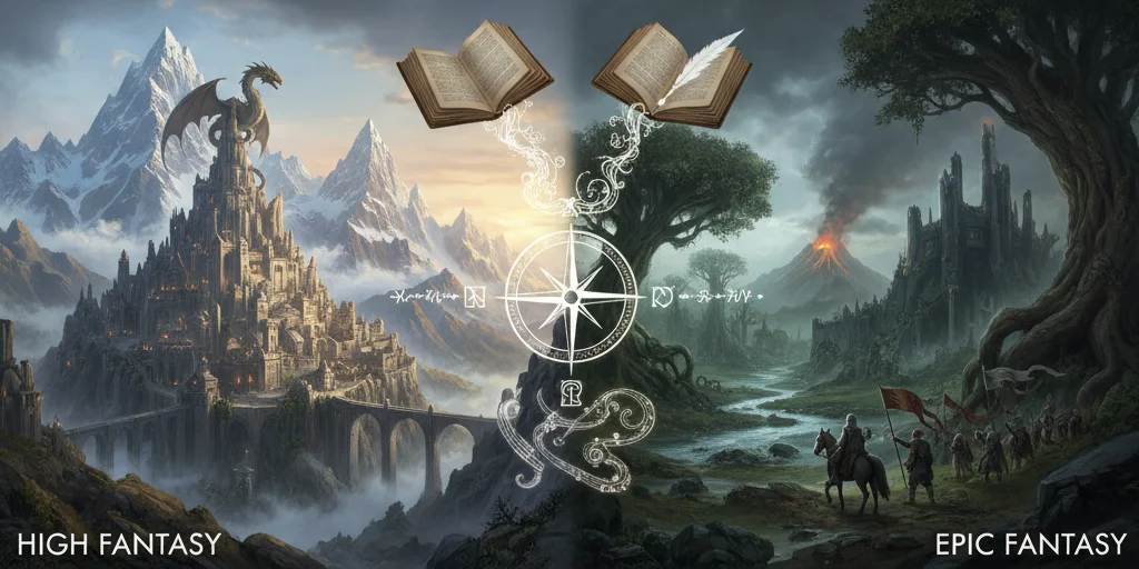 What are epic fantasy vs high fantasy according to story writers How do they define them